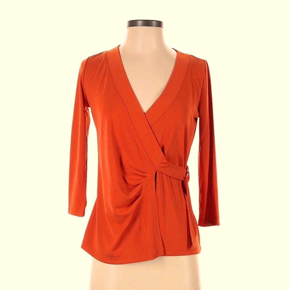 Ralph Lauren 3/4 sleeve belted deep v top